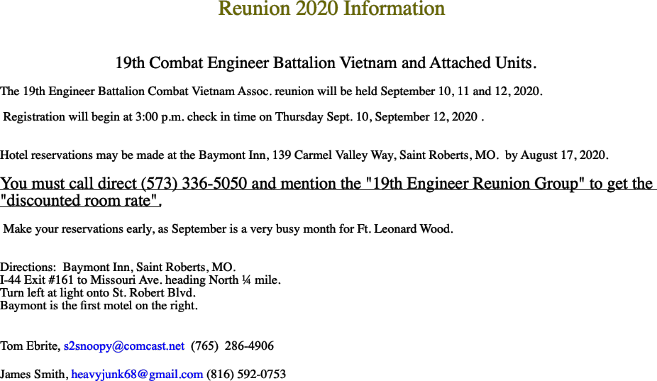 Reunion 2020 Information